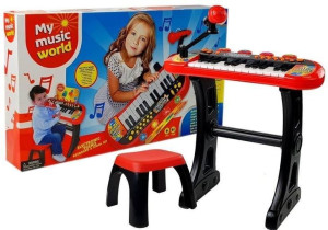 Keyboard Ze Statywem Krzesełko Mikrofon Dźwięk Led