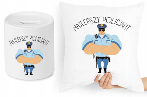 Dla Policjanta Zestaw Poduszka + Skarbonka Prezent
