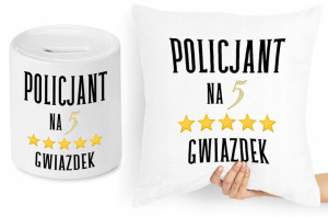 Dla Policjanta Zestaw Poduszka + Skarbonka Prezent
