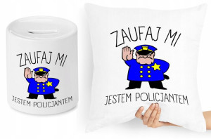 Dla Policjanta Zestaw Poduszka + Skarbonka Prezent
