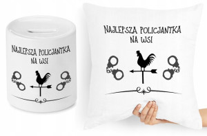Dla Policjanta Zestaw Poduszka + Skarbonka Prezent