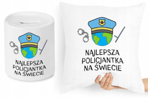Dla Policjanta Zestaw Poduszka + Skarbonka Prezent