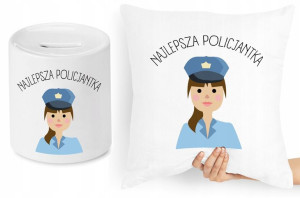 Dla Policjanta Zestaw Poduszka + Skarbonka Prezent