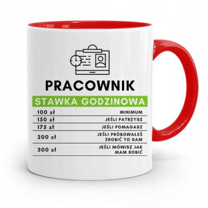Dla Pracownika Kubek Czerwony Stawka Godzinowa