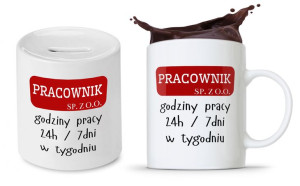 Dla Pracownika Prezent Zestaw Skarbonka + Kubek