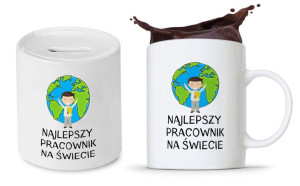 Dla Pracownika Prezent Zestaw Skarbonka + Kubek