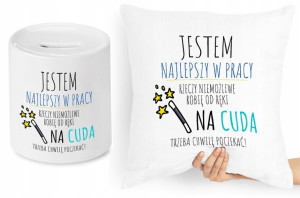 Dla Pracownika Zestaw Poduszka + Skarbonka Prezent