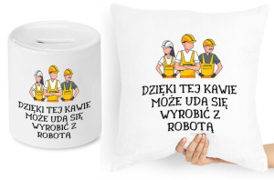Dla Pracownika Zestaw Poduszka + Skarbonka Prezent