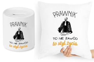 Dla Prawnika Zestaw Poduszka + Skarbonka Prezent