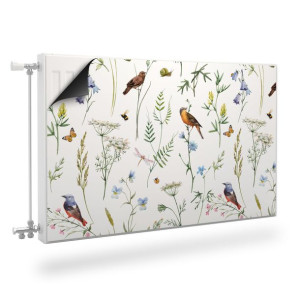 Magnetyczna OSŁONA NA KALORYFER Delikatne Liście Ptaki 80cm x 60cm