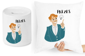 Dla Prezesa Zestaw Poduszka + Skarbonka Prezent