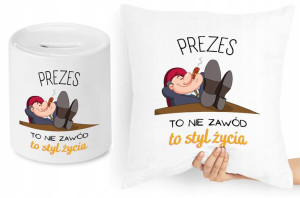 Dla Prezesa Zestaw Poduszka + Skarbonka Prezent