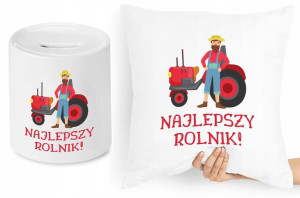 Dla Rolnika Zestaw Poduszka + Skarbonka Prezent