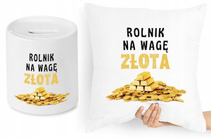 Dla Rolnika Zestaw Poduszka + Skarbonka Prezent
