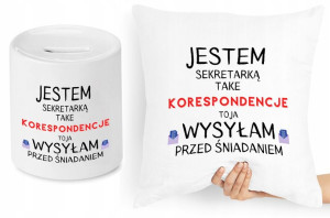 Dla Sekretarki Zestaw Poduszka + Skarbonka