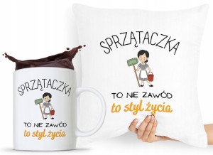 Dla Sprzątaczki Zestaw Poduszka + Kubek Prezent