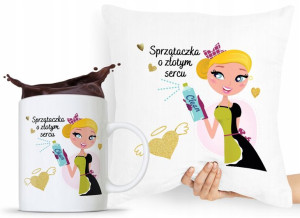 Dla Sprzątaczki Zestaw Poduszka + Kubek Prezent