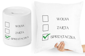 Dla Sprzątaczki Zestaw Poduszka + Skarbonka