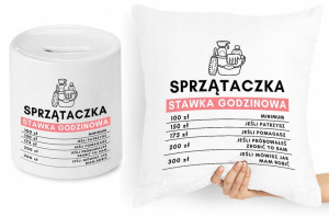 Dla Sprzątaczki Zestaw Poduszka + Skarbonka