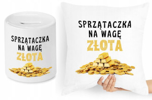 Dla Sprzątaczki Zestaw Poduszka + Skarbonka