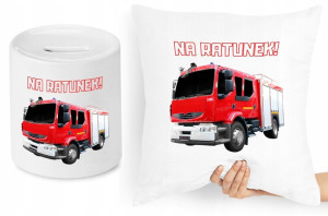 Dla Strażaka Zestaw Poduszka + Skarbonka Prezent