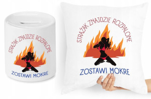 Dla Strażaka Zestaw Poduszka + Skarbonka Prezent