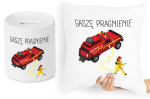 Dla Strażaka Zestaw Poduszka + Skarbonka Prezent