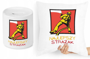Dla Strażaka Zestaw Poduszka + Skarbonka Prezent