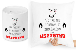 Dla Strażaka Zestaw Poduszka + Skarbonka Prezent