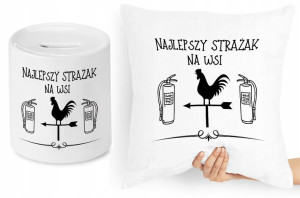 Dla Strażaka Zestaw Poduszka + Skarbonka Prezent