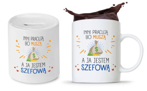 Dla Szefa Szefowej Zestaw Kubek + Skarbonka