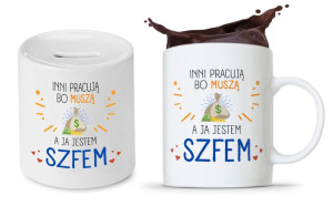 Dla Szefa Szefowej Zestaw Kubek + Skarbonka