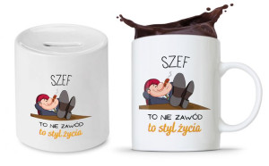 Dla Szefa Szefowej Zestaw Kubek + Skarbonka