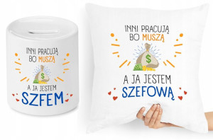 Dla Szefa Szefowej Zestaw Poduszka + Skarbonka