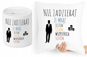 Dla Szefa Szefowej Zestaw Poduszka + Skarbonka