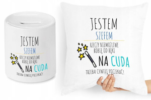 Dla Szefa Szefowej Zestaw Poduszka + Skarbonka