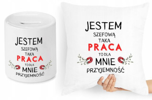 Dla Szefa Szefowej Zestaw Poduszka + Skarbonka