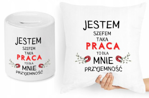 Dla Szefa Szefowej Zestaw Poduszka + Skarbonka