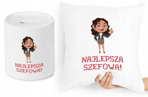 Dla Szefa Szefowej Zestaw Poduszka + Skarbonka