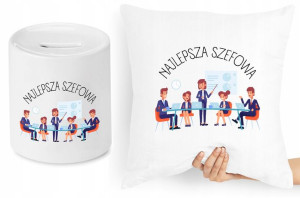 Dla Szefa Szefowej Zestaw Poduszka + Skarbonka