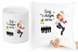 Dla Szefa Szefowej Zestaw Poduszka + Skarbonka