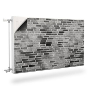MAGNETYCZNA Maskownica Na Grzejnik Szara CEGŁA Mur Efekt 3D 80cm x 60cm