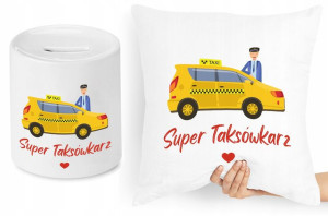 Dla Taksówkarza Zestaw Poduszka + Skarbonka