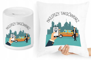 Dla Taksówkarza Zestaw Poduszka + Skarbonka