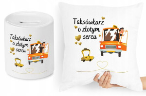 Dla Taksówkarza Zestaw Poduszka + Skarbonka
