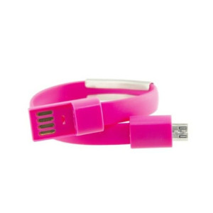 Micro Kabel USB w forie bransoletki Contact 23 cm Różowy