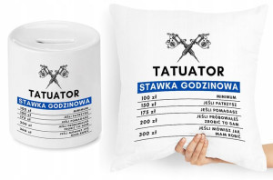 Dla Tatuażysty Zestaw Poduszka + Skarbonka Prezent