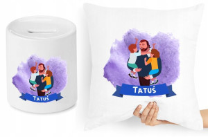 Dla Taty Zestaw Poduszka + Skarbonka Prezent