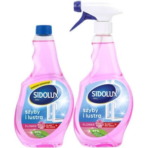 SIDOLUX Crystal Flower, płyn do mycia szyb 500 ml + zapas 500 ml, zestaw