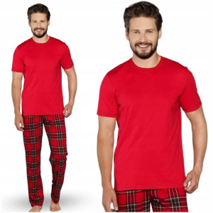 bawełniana PIŻAMA MĘSKA w kratę Italian Fashion